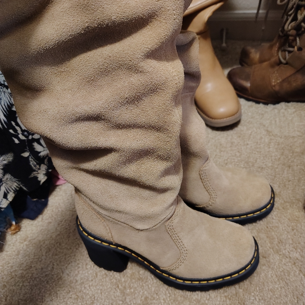 Dr Martens Tan Suede Women's Boots Slouchy Style